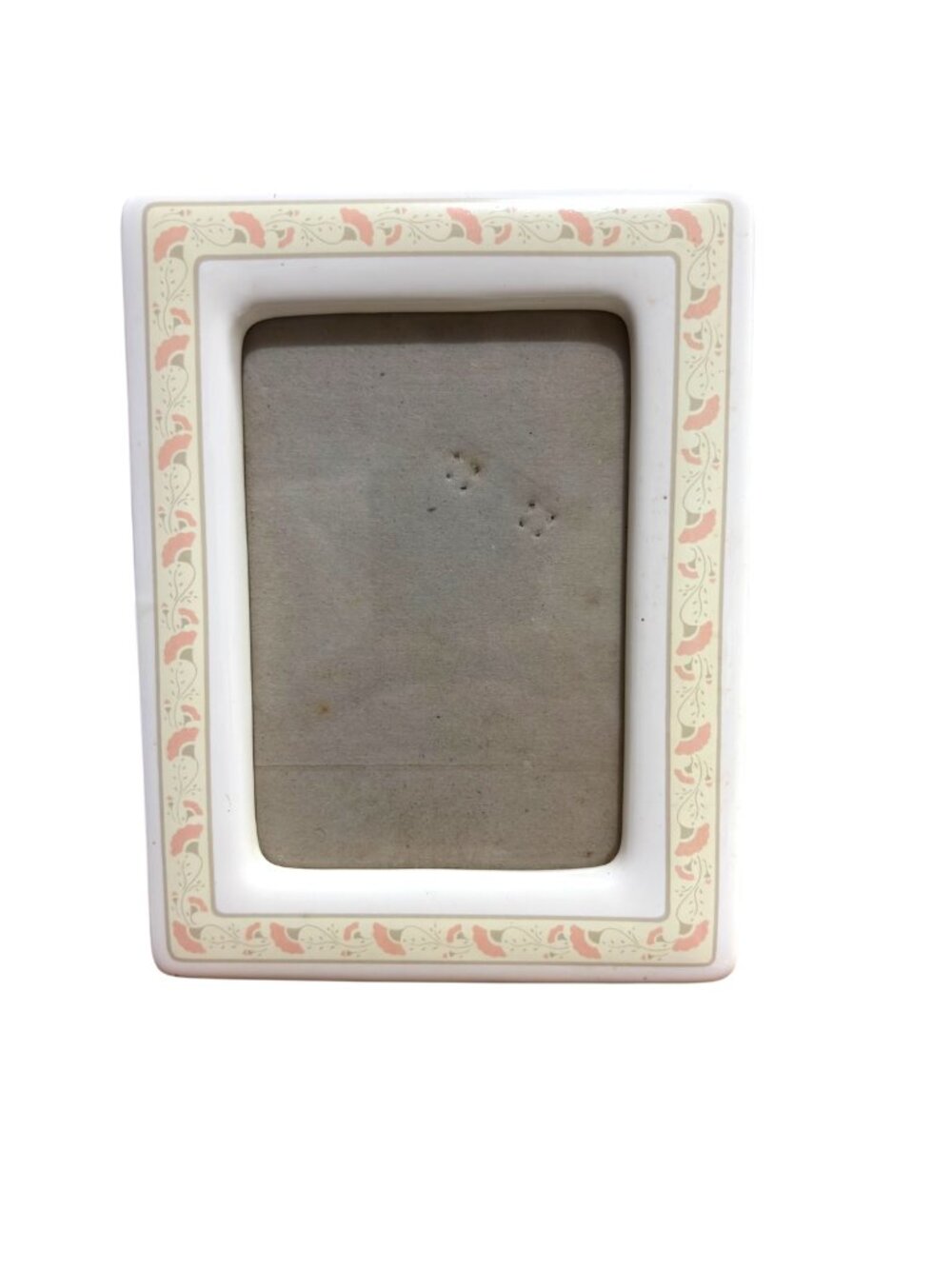 Decorative Ceramic Picture‎ Frame Pink Art Deco Motif Velvet Backing 4x6 Photo